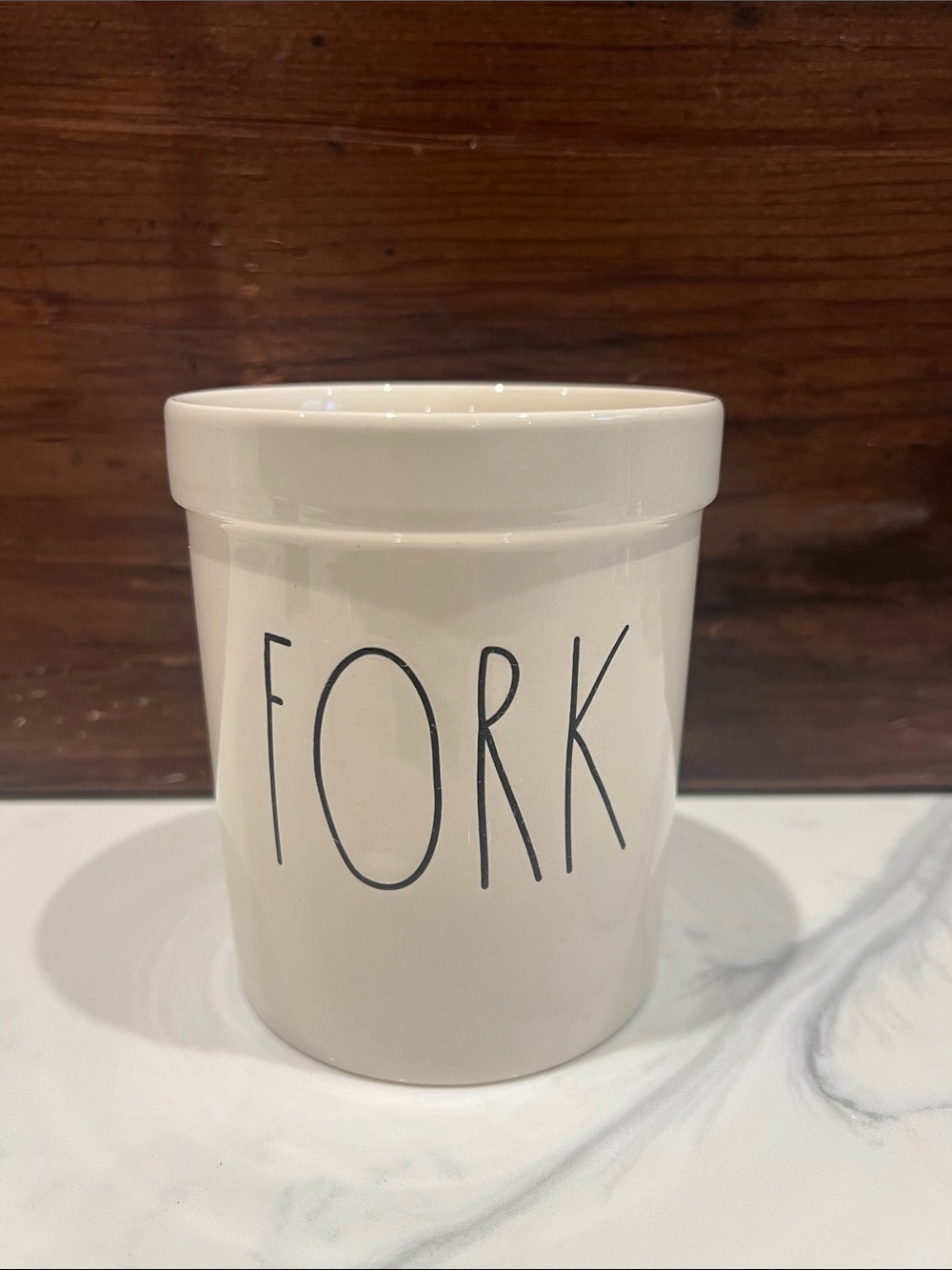 🔥‼️Rae Dunn Cream Utensil Holder with Black 'FORK' Lettering‼️🔥